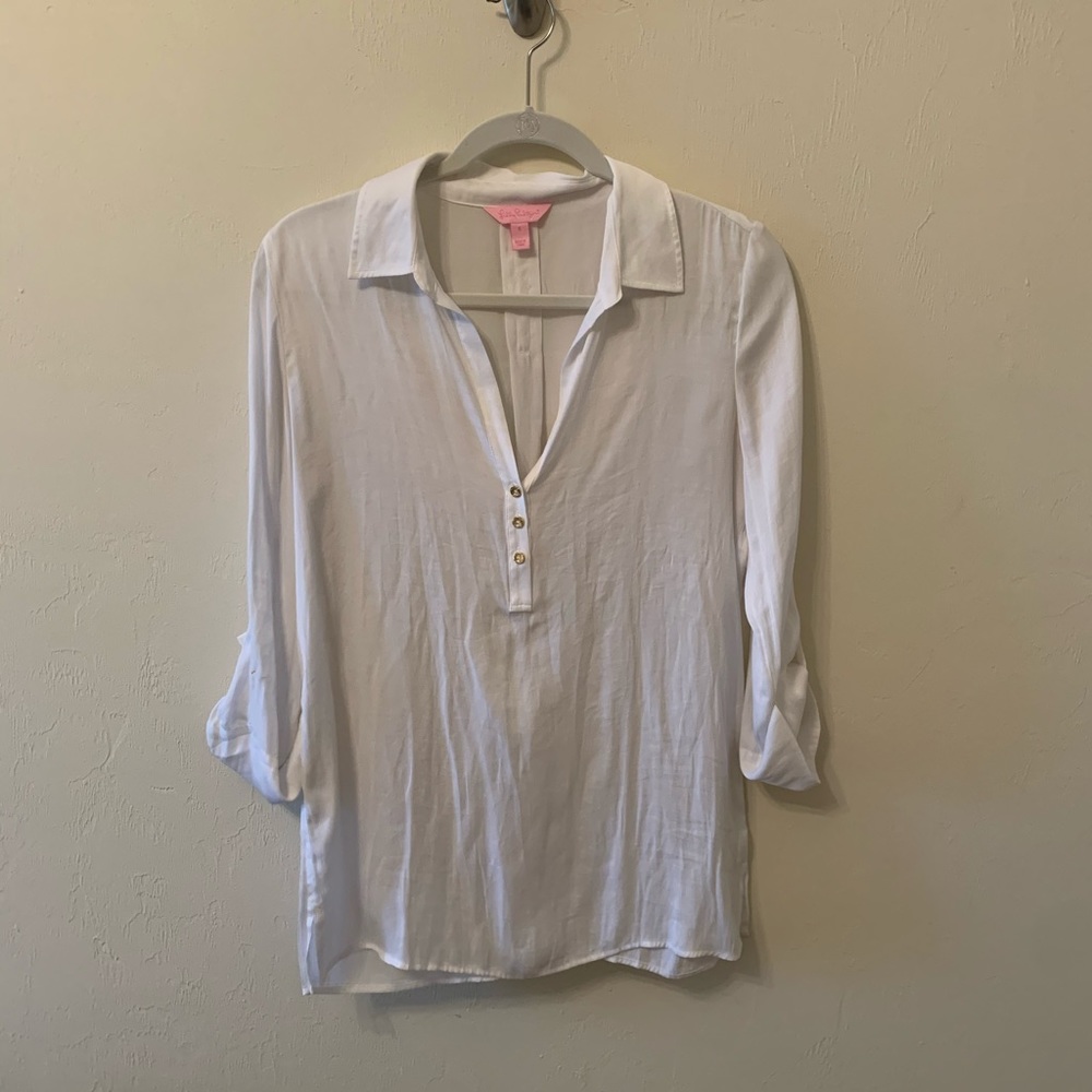 Lilly Pulitzer White 3/4in sleeve shirt